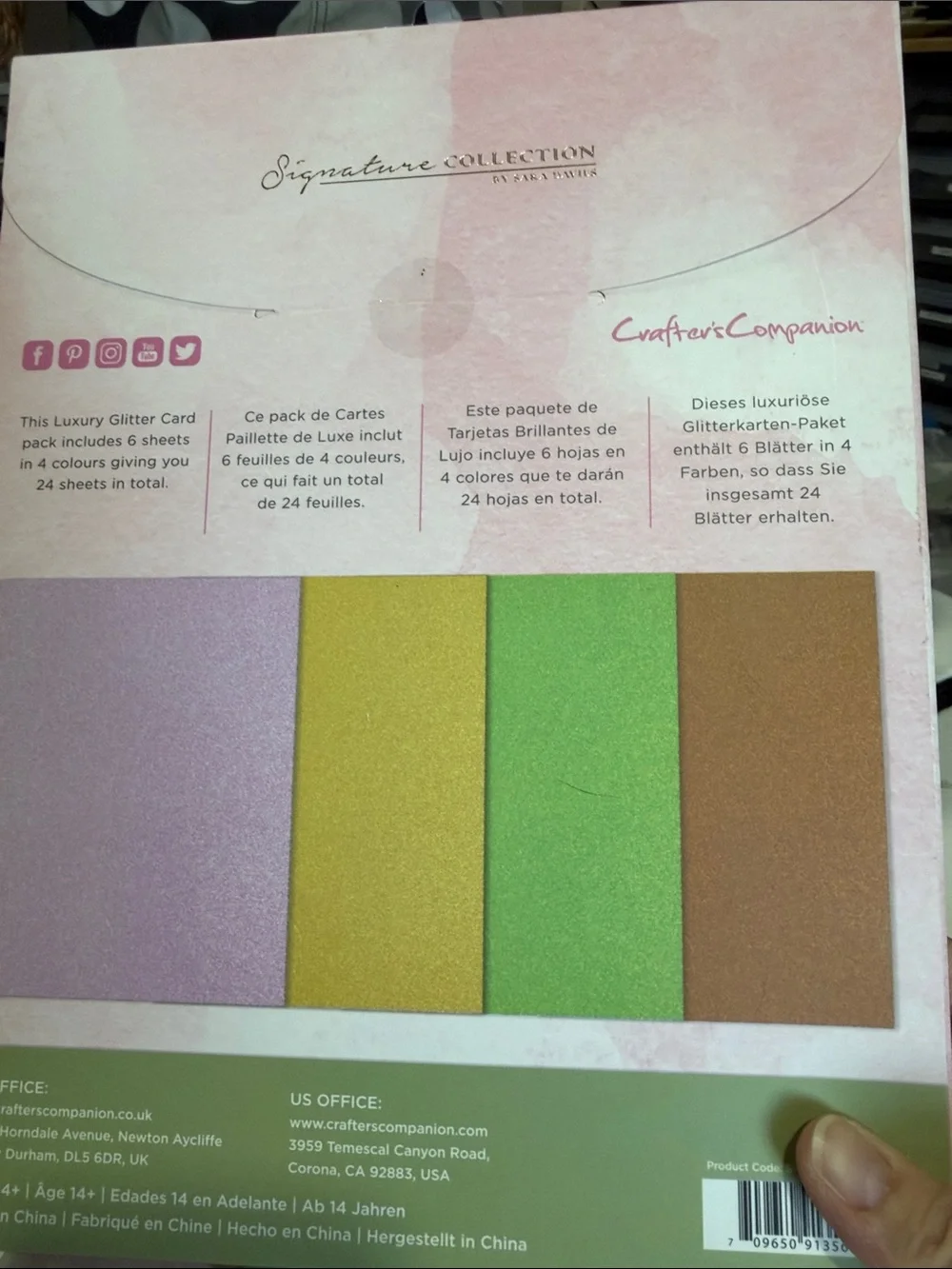 Crafters Companion Garden of Love Paper Pad, Glitter, Matt, Linen & Vellum Pads